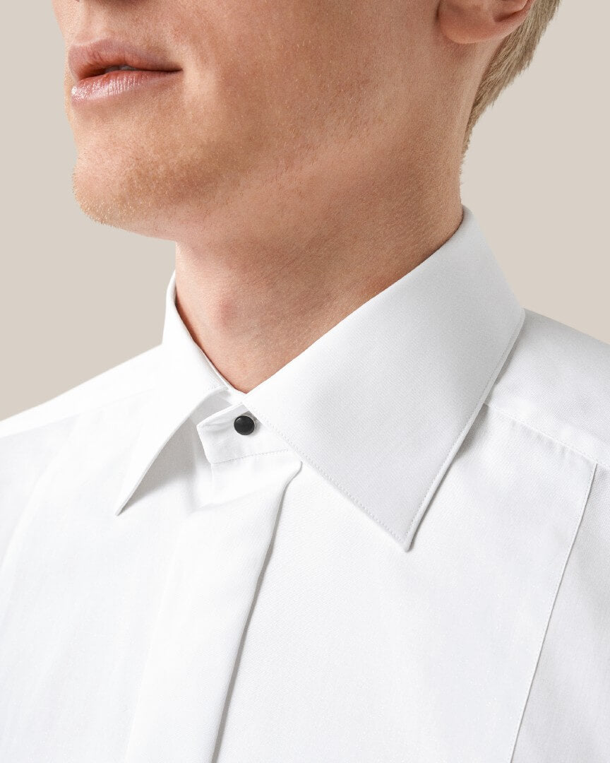 White Glitter Effect Bib Evening Shirt