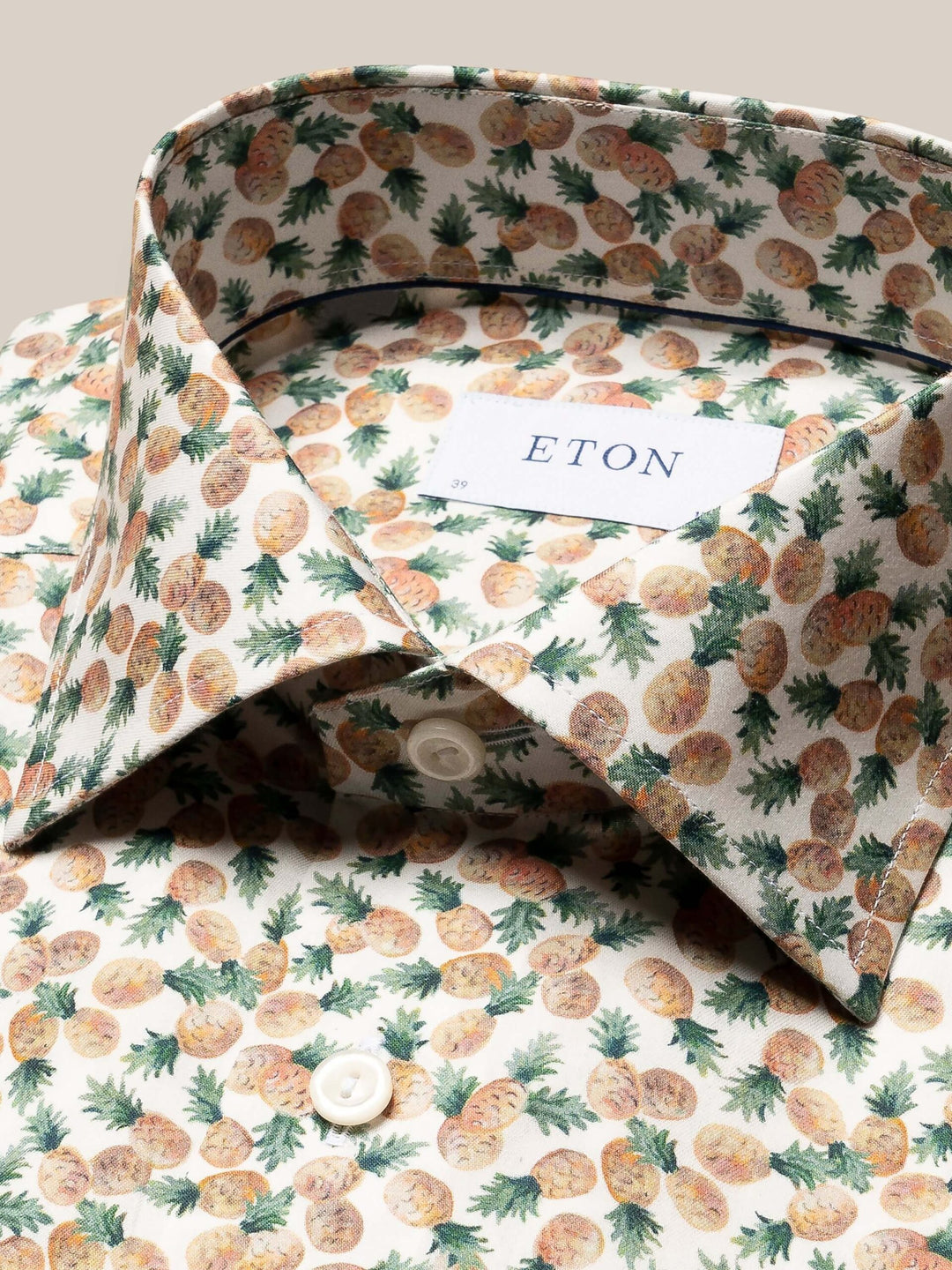 Orange Pineapple Cotton Tencel Print Shirt