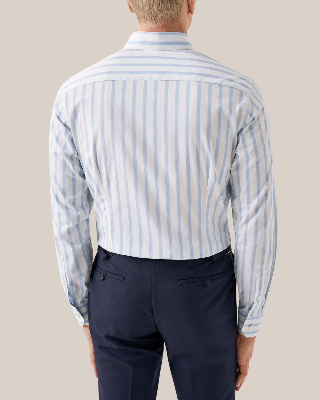 Light Blue Wide Stripe Poplin Shirt