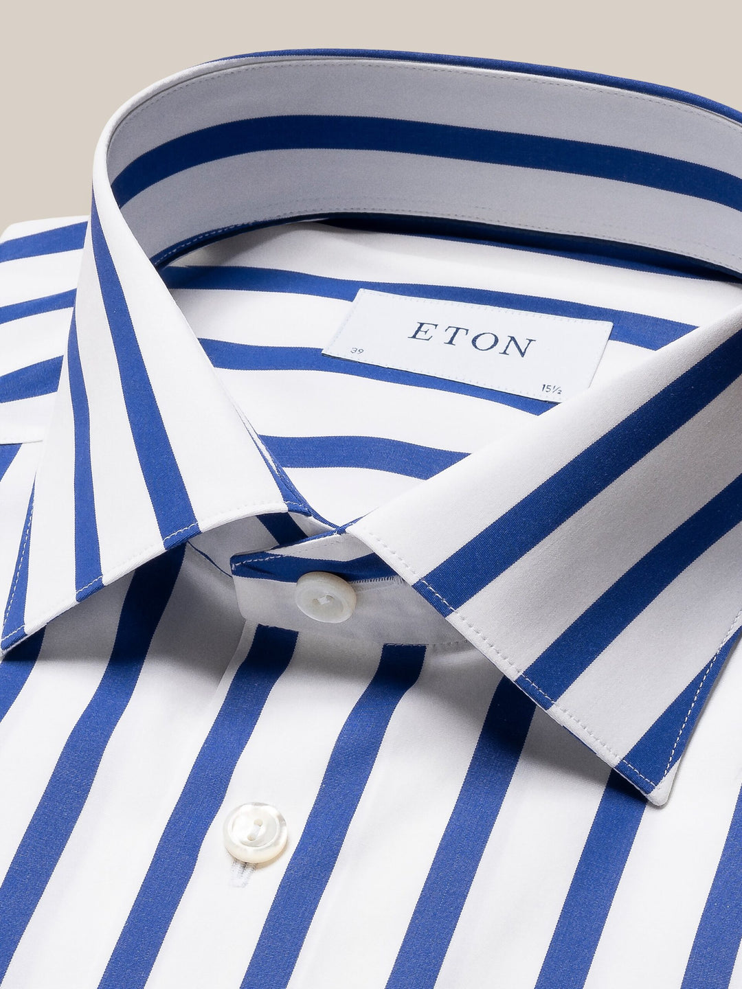 Mid Blue Wide Striped Elevated Poplin Shirt