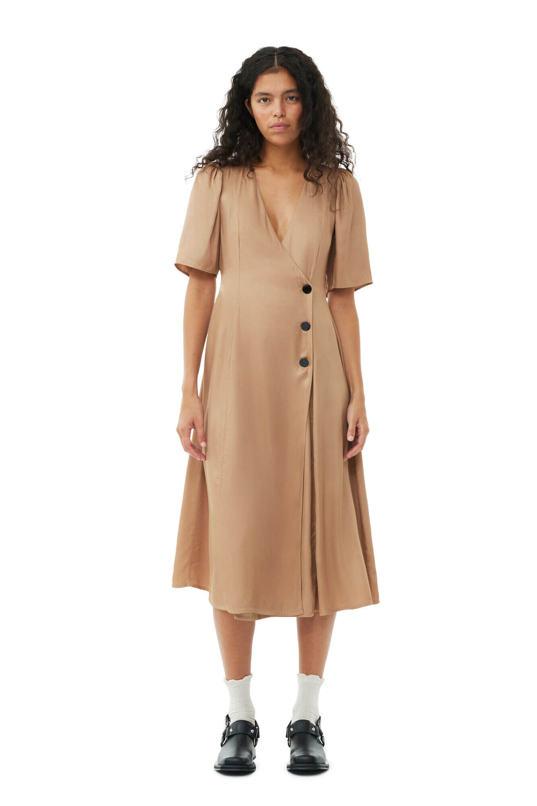 Viscose Twill Wrap Midi Dress