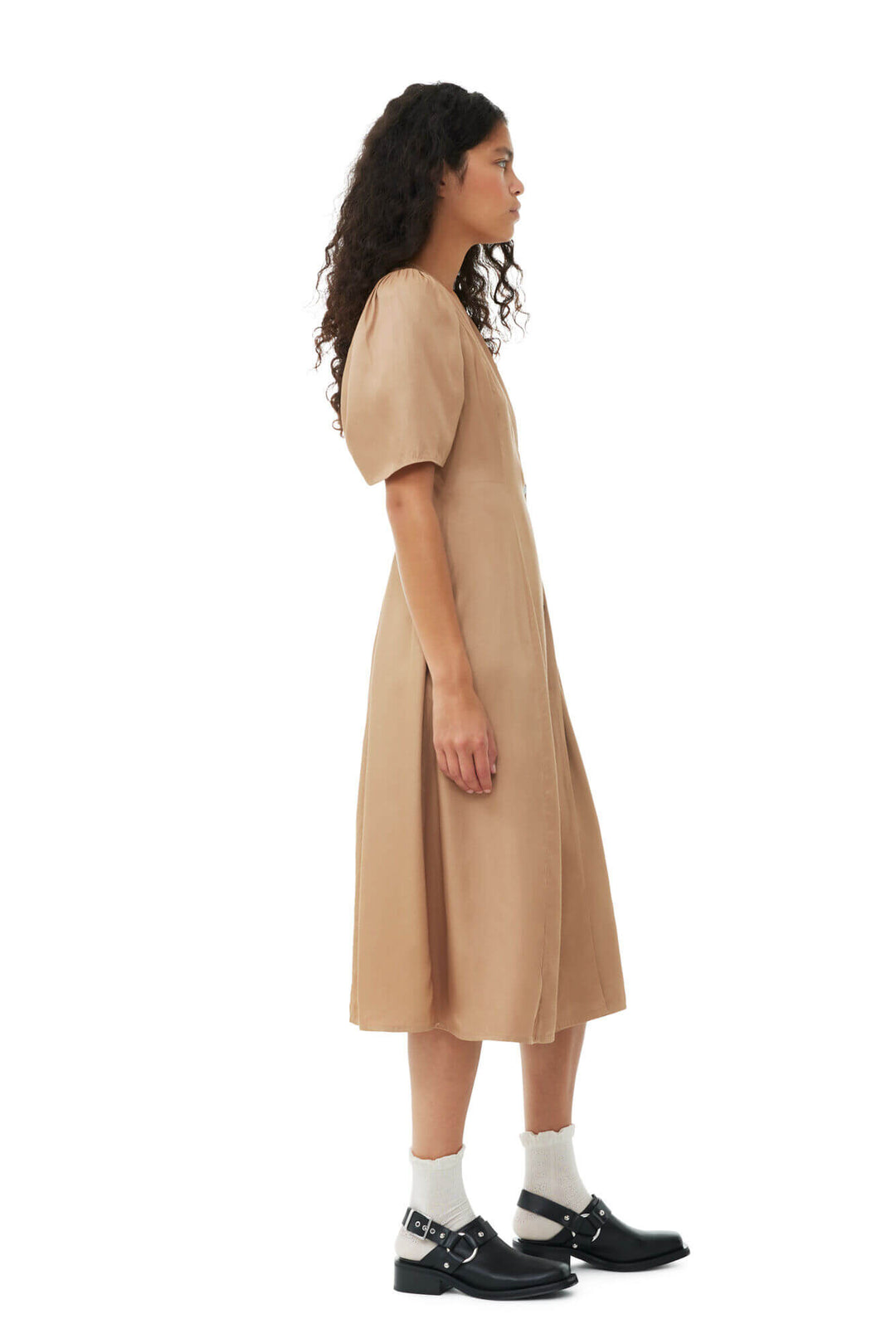 Viscose Twill Wrap Midi Dress