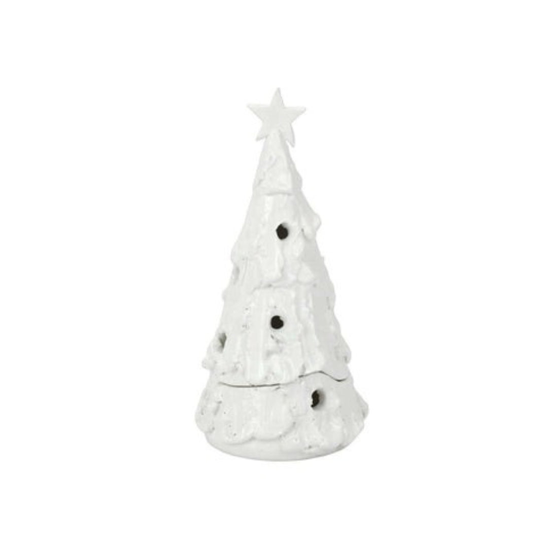 Foresta White Small Flocked Tree with Star