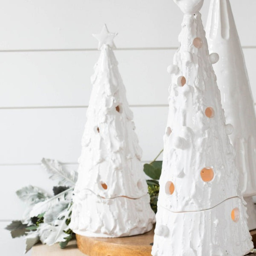 Foresta White Small Flocked Tree with Star