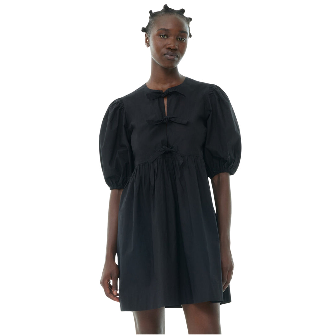 Ganni Cotton Poplin Tie String Mini Dress