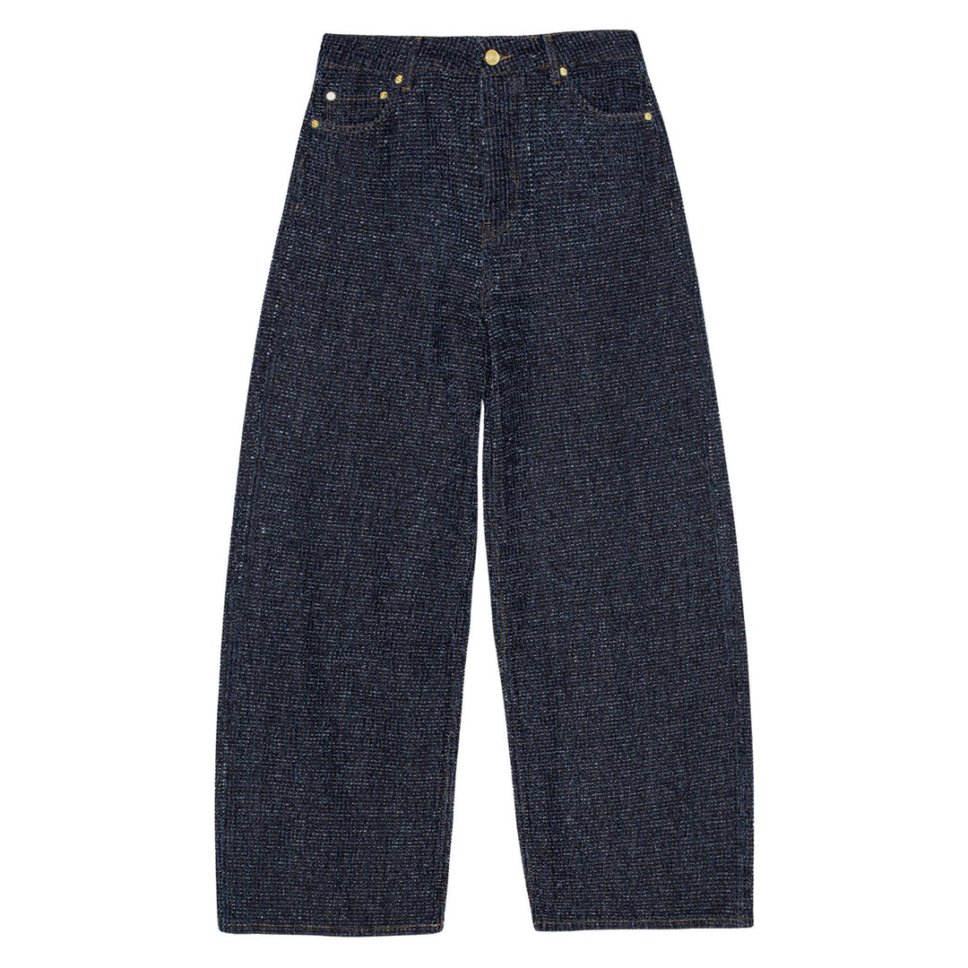 Dark Blue Fluffy Wide Jeans