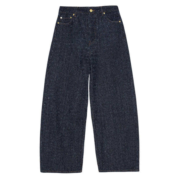 Dark Blue Fluffy Wide Jeans