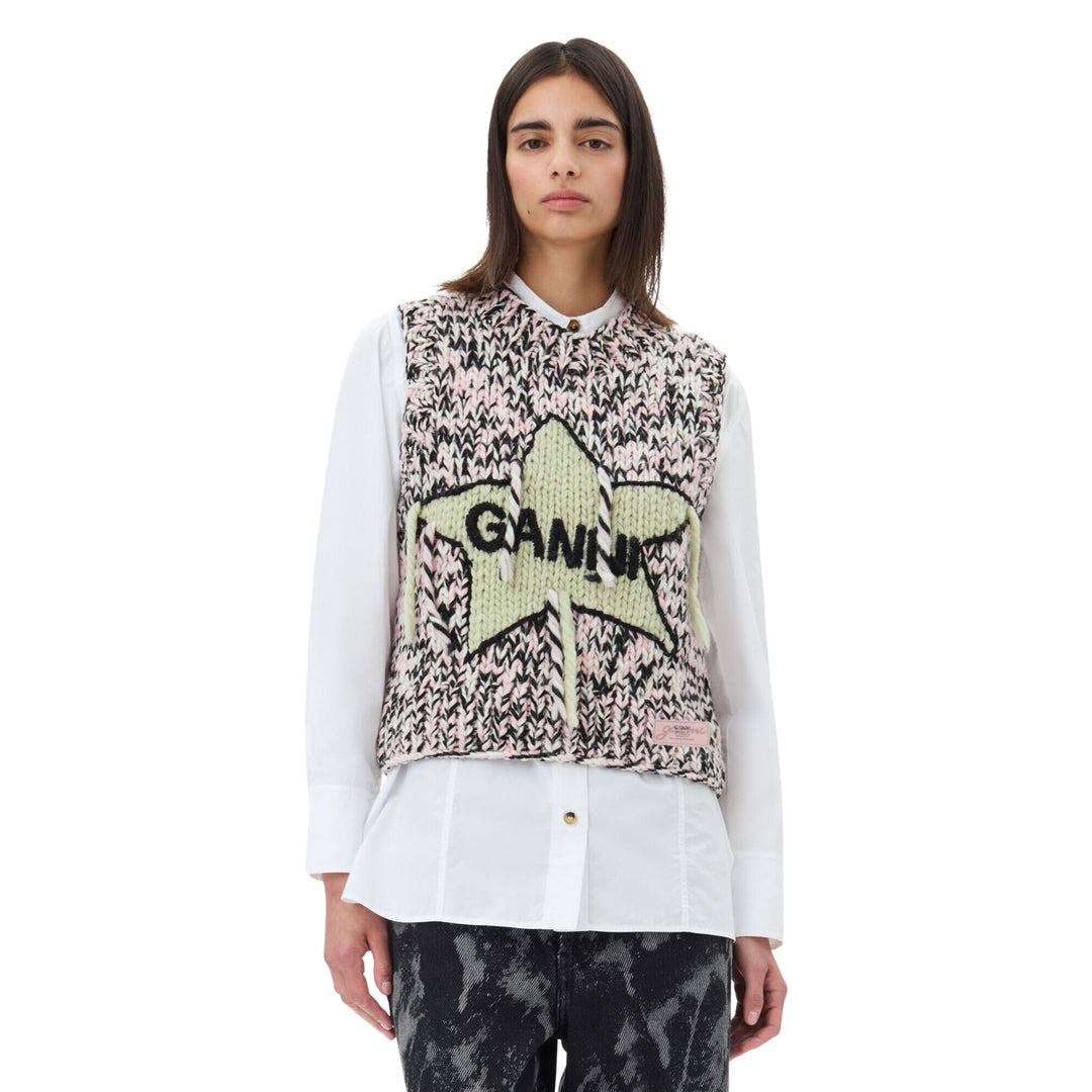 Ganni Graphic Wool Handknit Vest