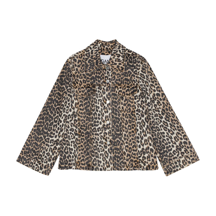 Leopard Printed Denim Jacket