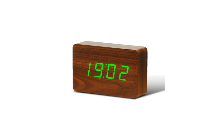 Brick Click Clock - Walnut Green LED