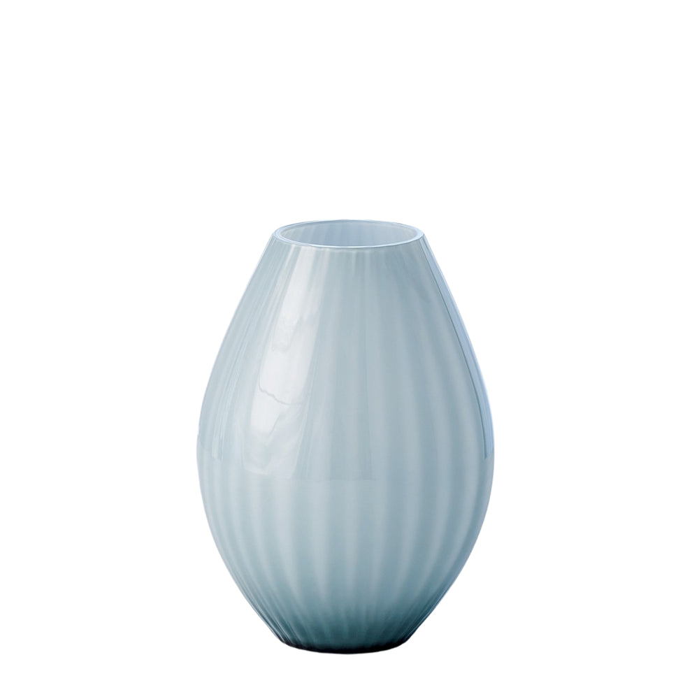 Global Views Cased Small Glass Stripe Blue Vase