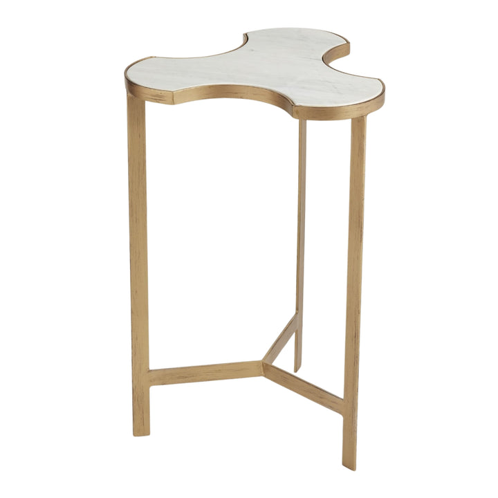 Global Views Link Bunching Table In Gold White Marble