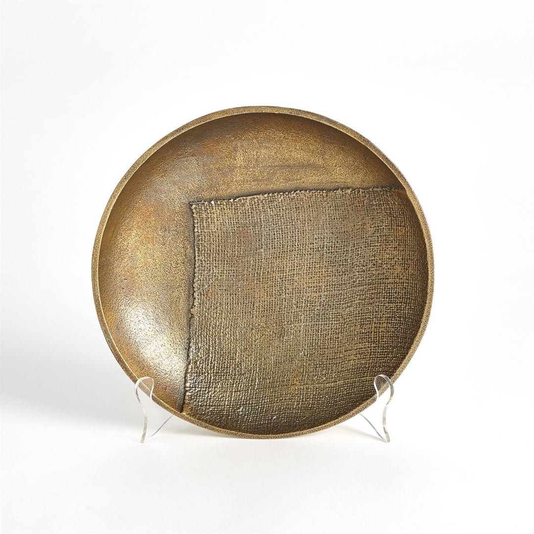 Global Views Medium Linen Round Tray in Brass