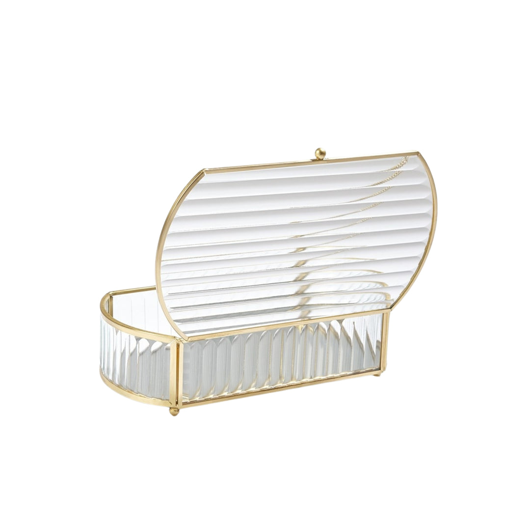 Global Views Reeded Glass Oval Box in Small