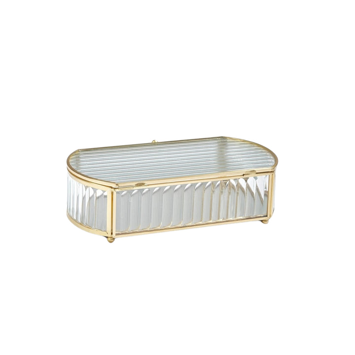 Global Views Reeded Glass Oval Box in Small