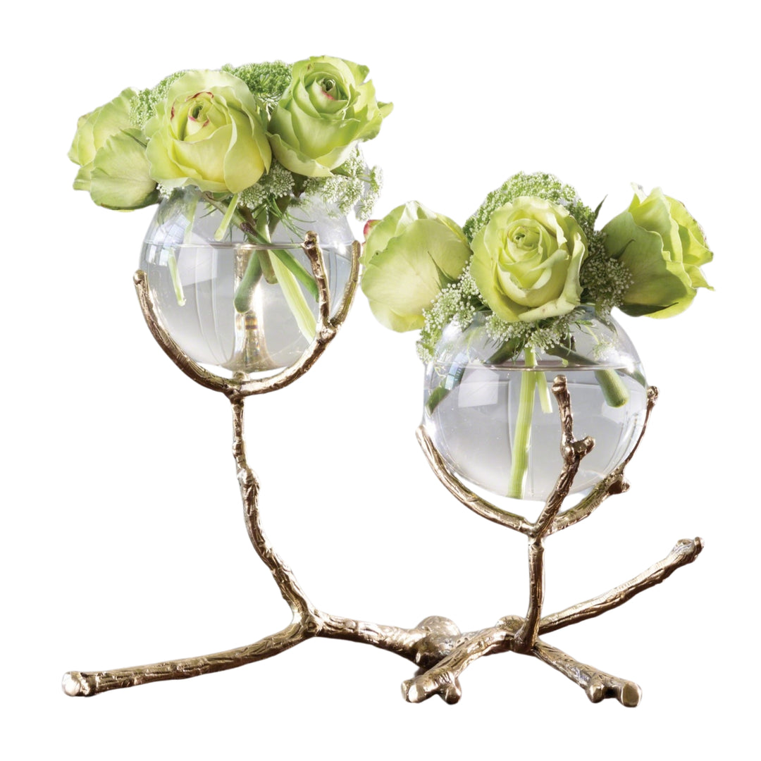 Global Views Twig 2 Vase Holder in Brass