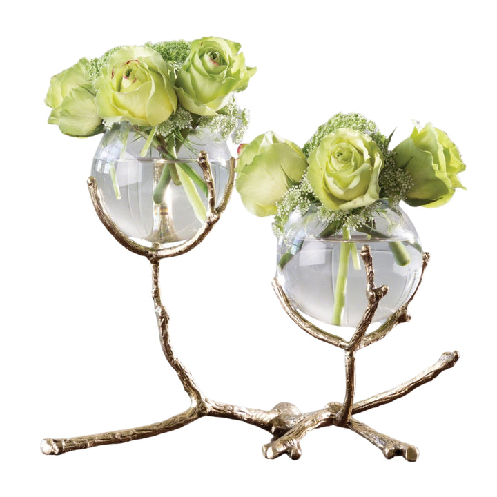 Global Views Twig 2 Vase Holder in Brass