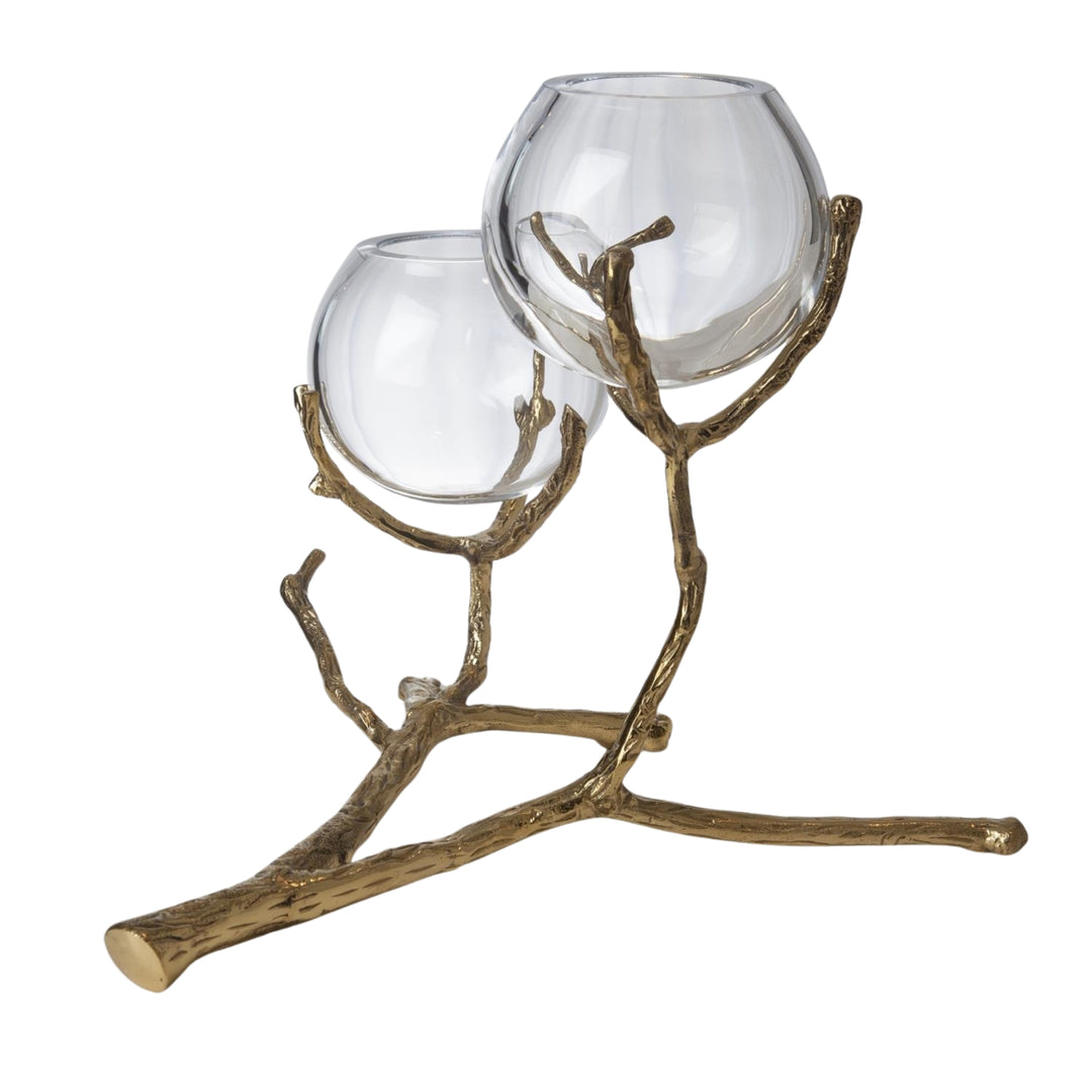 Global Views Twig 2 Vase Holder in Brass