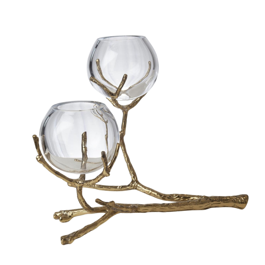 Global Views Twig 2 Vase Holder in Brass