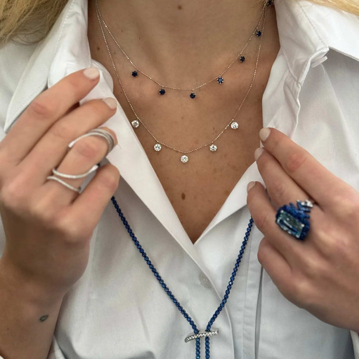 2ct Blue Sapphire Floating Necklace