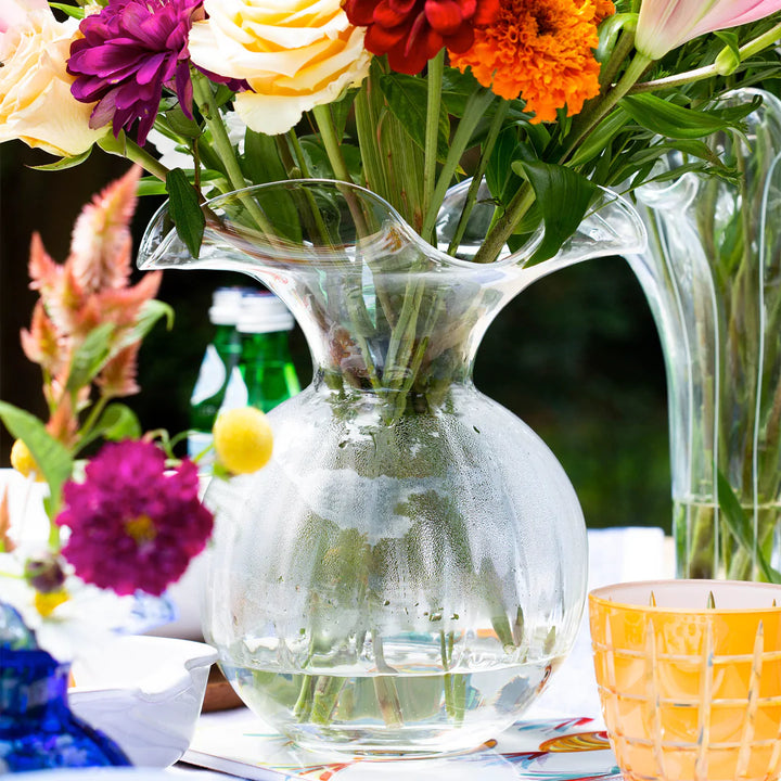 Hibiscus Glass Clear Medium Fluted Vase