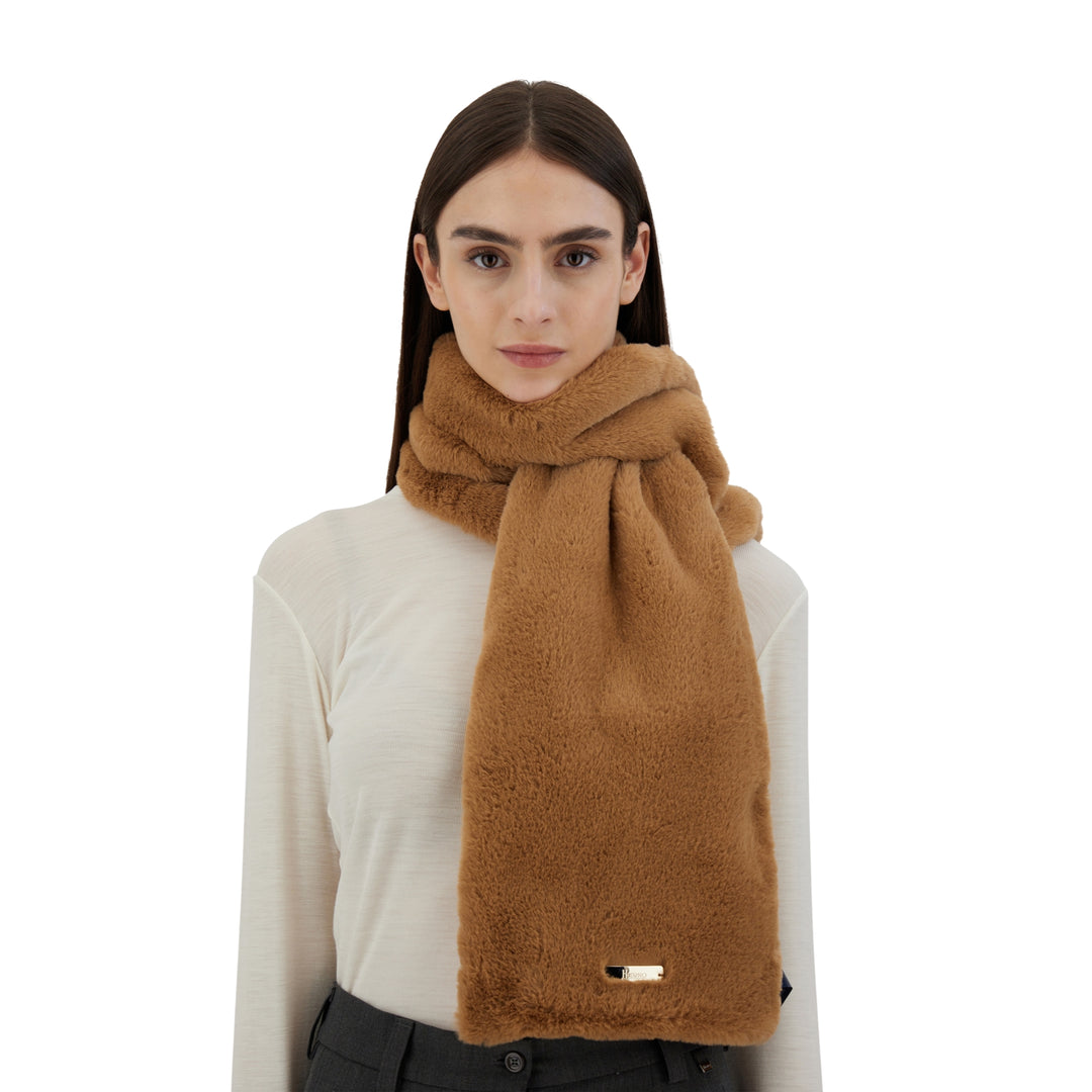 Herno Faux Fur Scarf in Camel