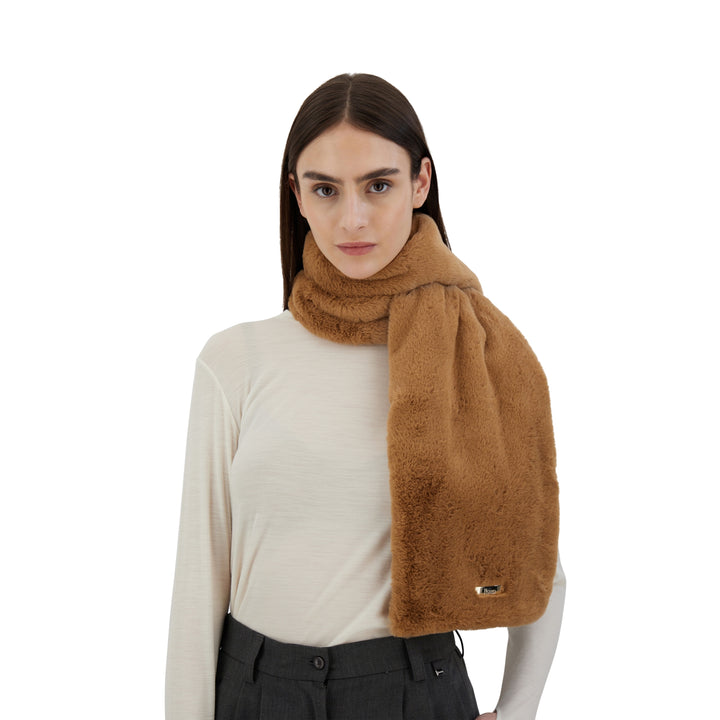 Herno Faux Fur Scarf in Camel