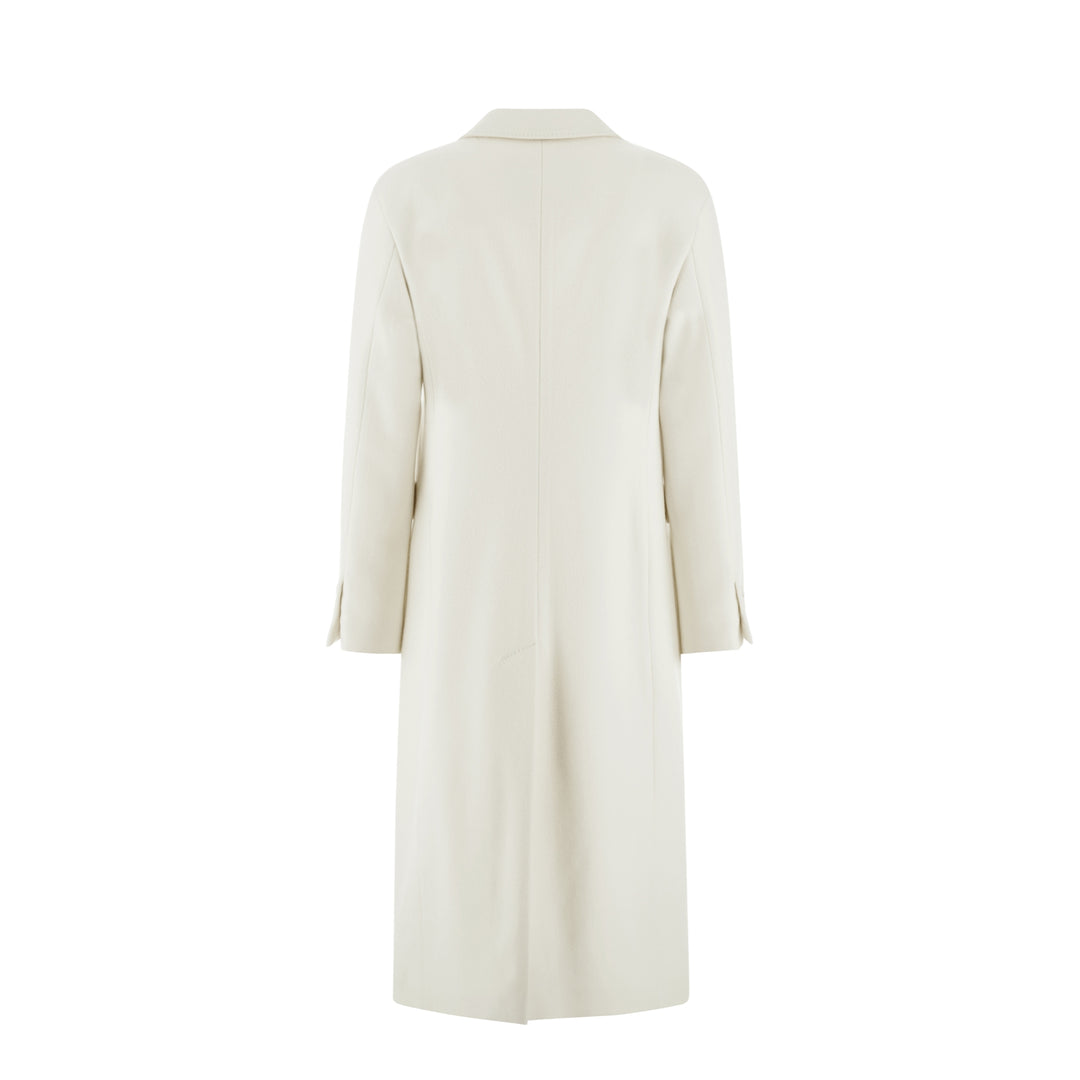 Herno White Wool Long Single Breasted Coat