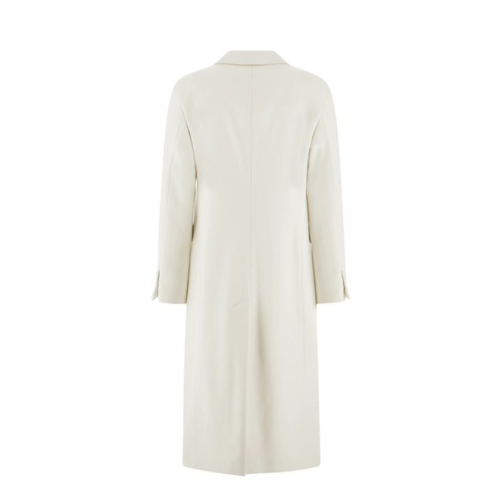 Herno White Wool Long Single Breasted Coat