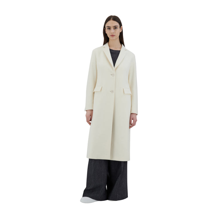 Herno White Wool Long Single Breasted Coat