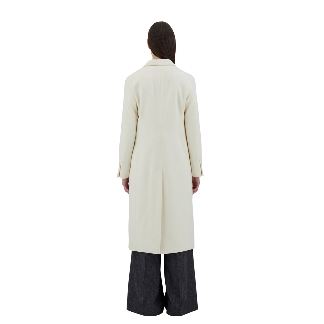 Herno White Wool Long Single Breasted Coat