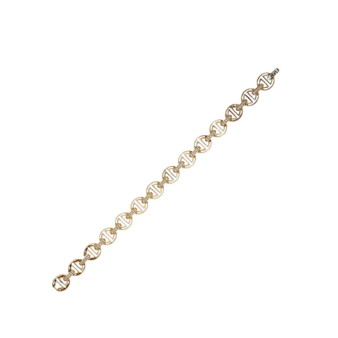 Small Link Diamond MMV Yellow Gold Bracelet