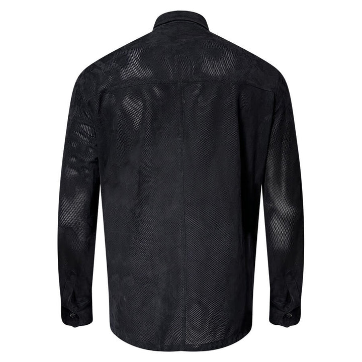 Black Perforated Suede Chore Jacket