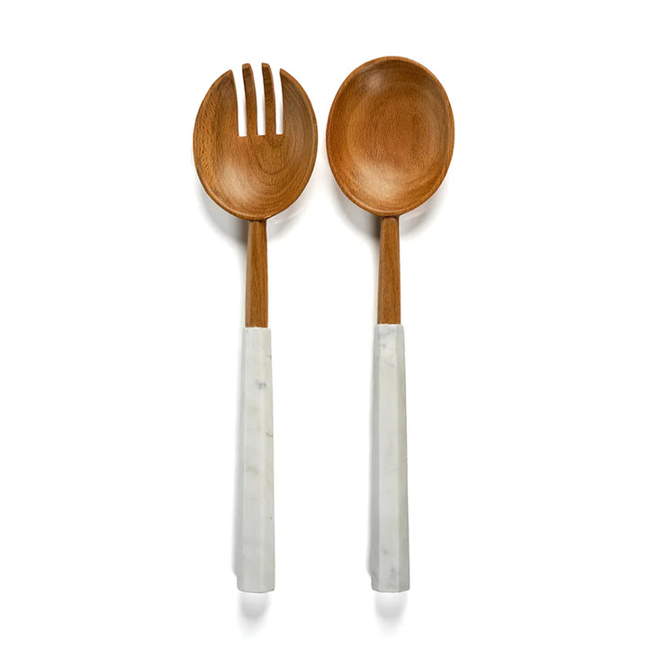 Kenya Wooden Salad Servers with Marble Handles