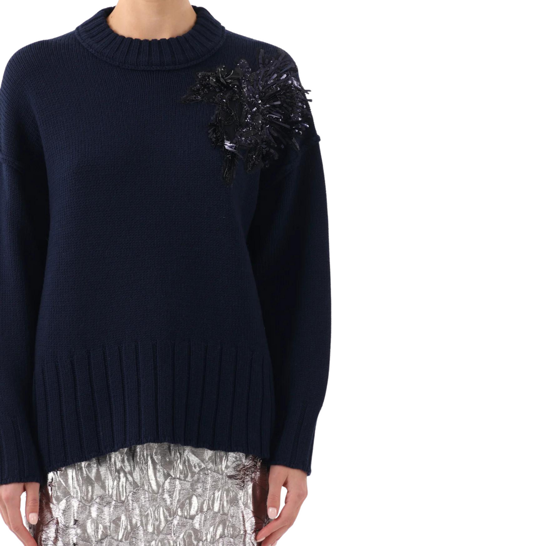 Navy Embellished Sweater