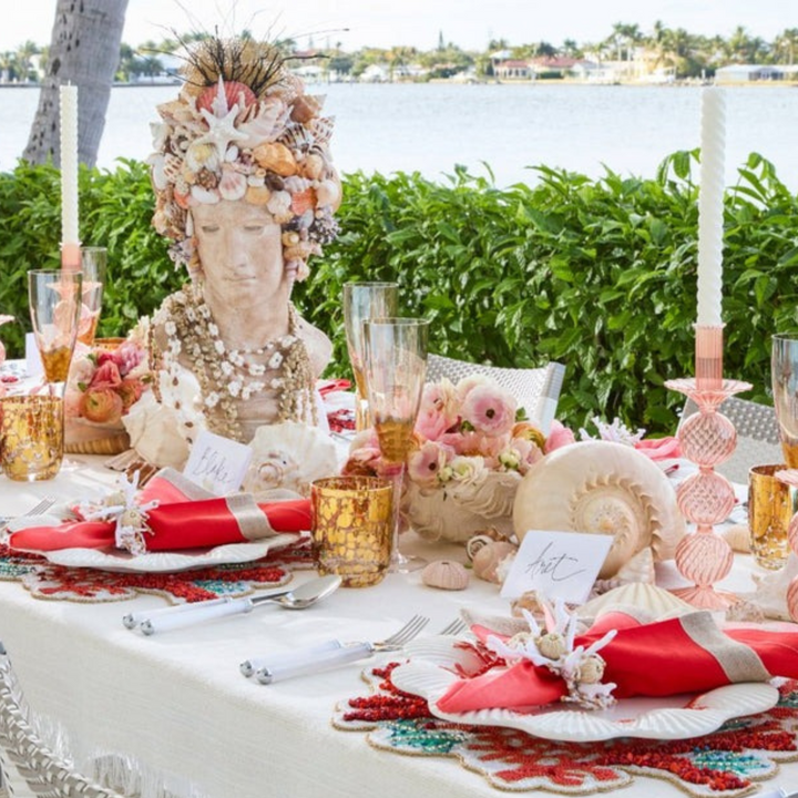 Coral Spray Napkin Ring - White/Natural - in Kim Seybert