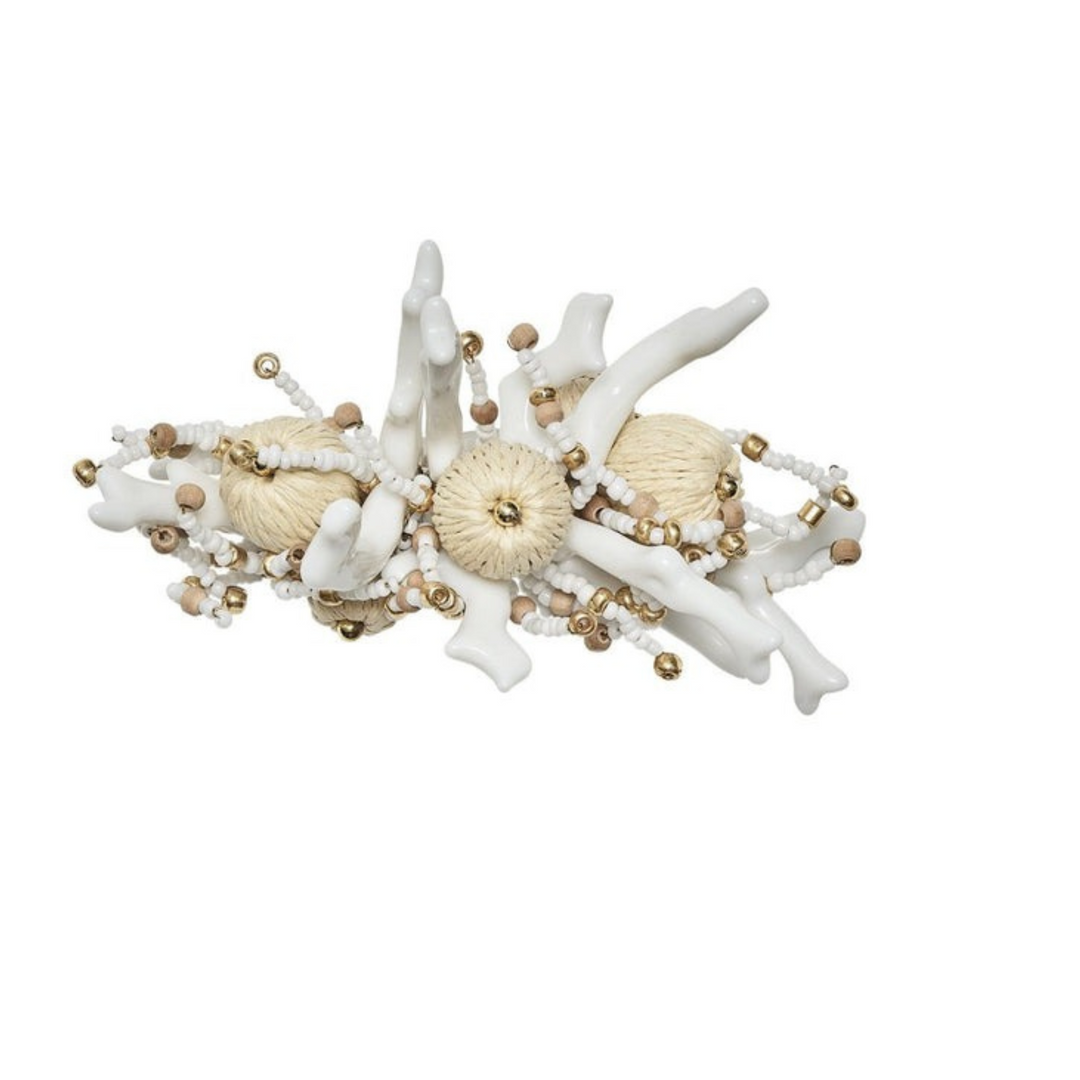 Coral Spray Napkin Ring - White/Natural - in Kim Seybert