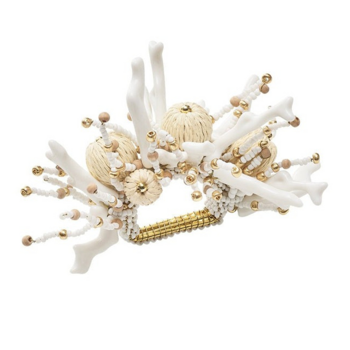 Coral Spray Napkin Ring - White/Natural - in Kim Seybert