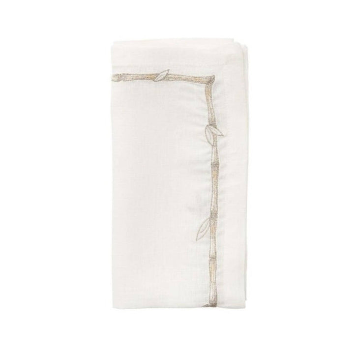 Bamboo Napkin - White/Gold/Silver in Kim Seybert