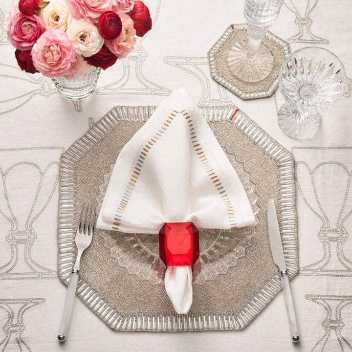 Harmonie Napkin White_Red_Gold in Kim Seybert