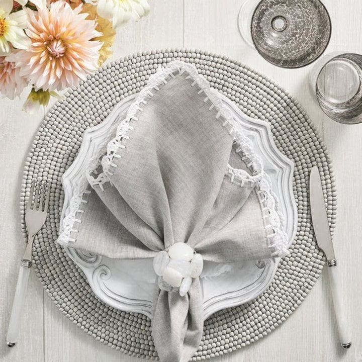 Shell Edge Napkin - white/grey in Kim Seybert