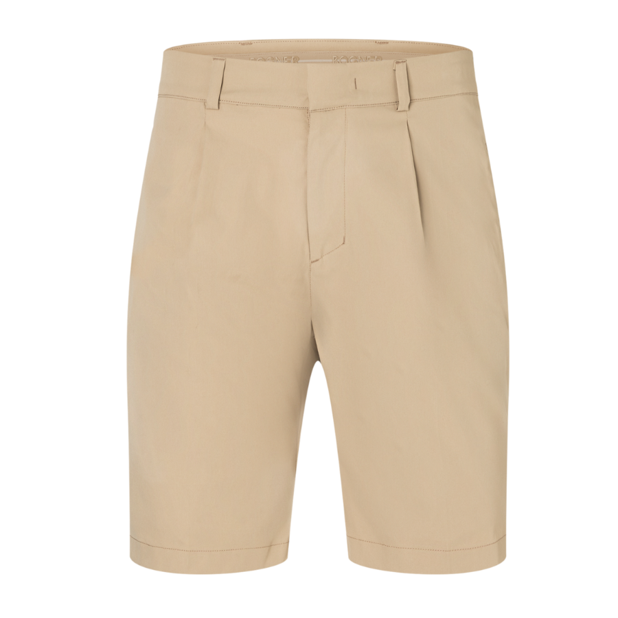 Functional shorts in a regular fit. With straight leg. Finely stitched leg hems. BOGNER-embossed snap button, hook, and concealed zipper for fastening. Attached waistband with five belt loops for belts up to a max. of 4.5 cm (1.75 in), with corded ribbon tape inside with rubberized logo lettering. Two side slash pockets. Two welt seat pockets, with corded ribbon tape inside with rubberized logo lettering, with rubberized “B” logo patch on the right. With a water-repellent finish.