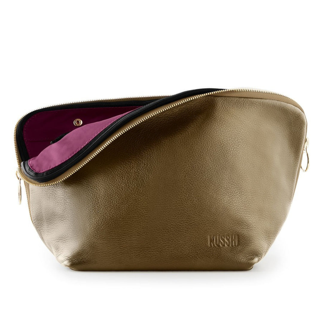 kusshi Vacationer Metallic Bronze Bordeaux Leather