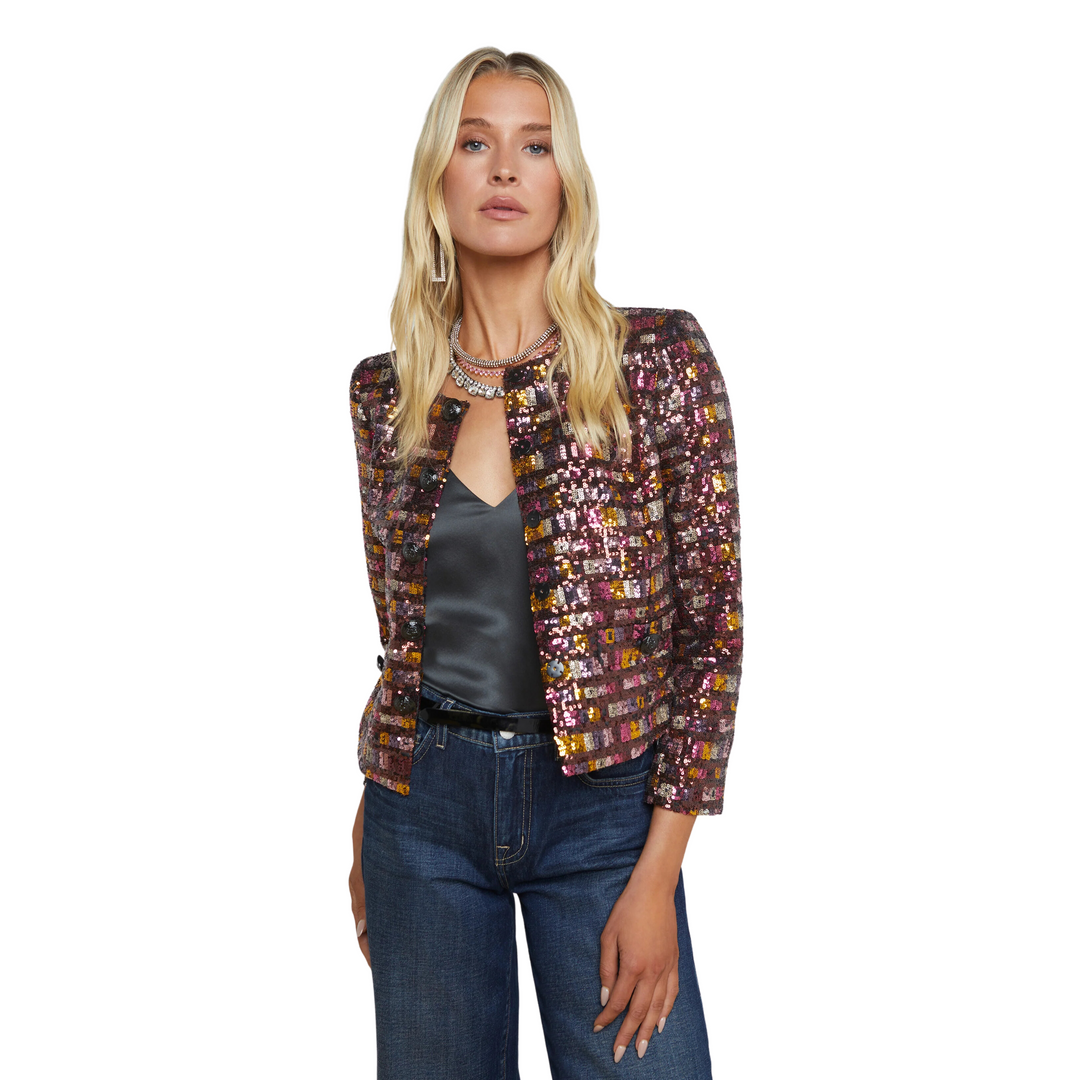 CAPRINA BRACELET SLEEVE JACKET in WISTERIA/DESERT