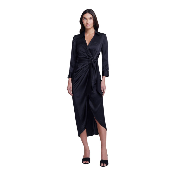 Kadi Long Wrap Dress - Black - 4