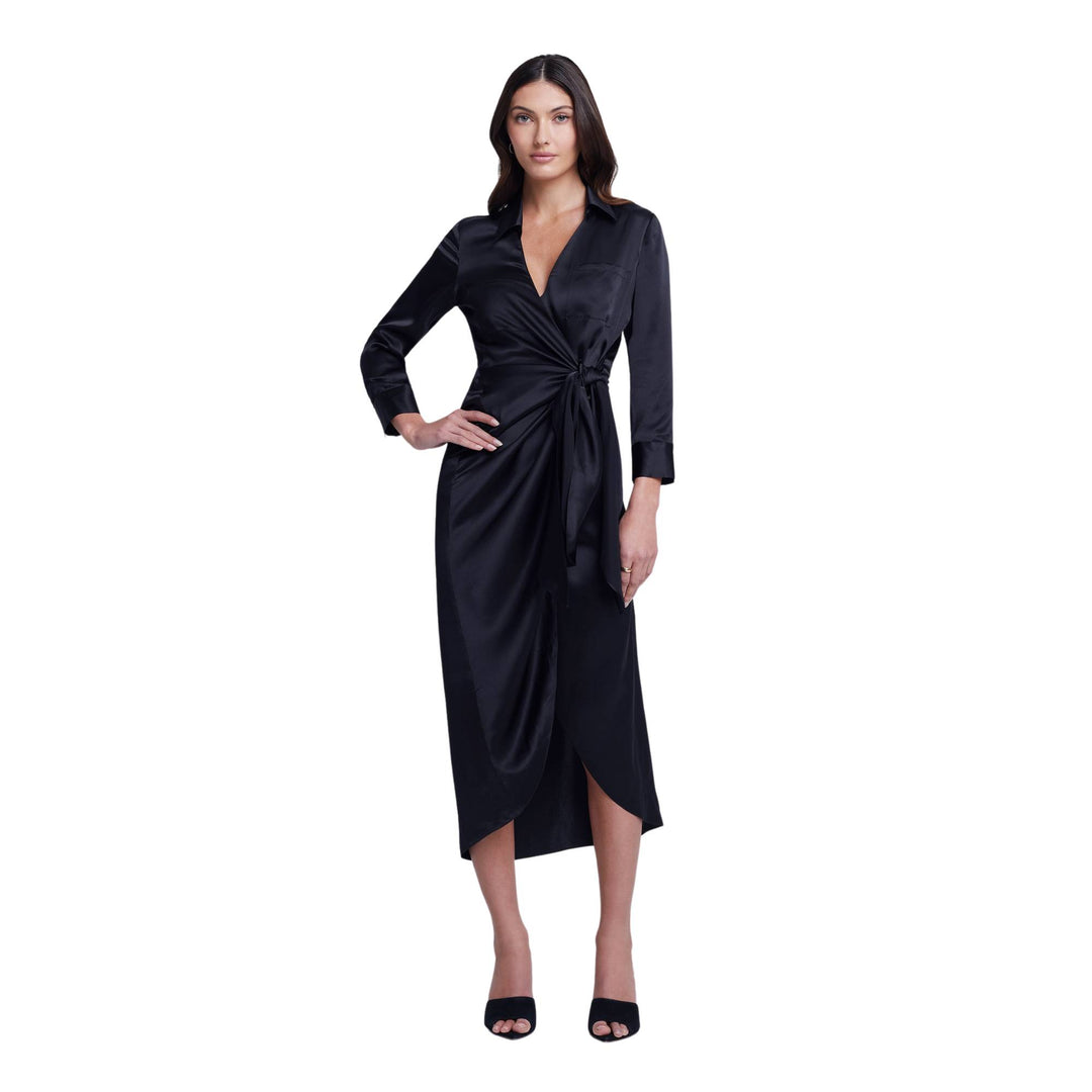 Kadi Long Wrap Dress - Black - 4