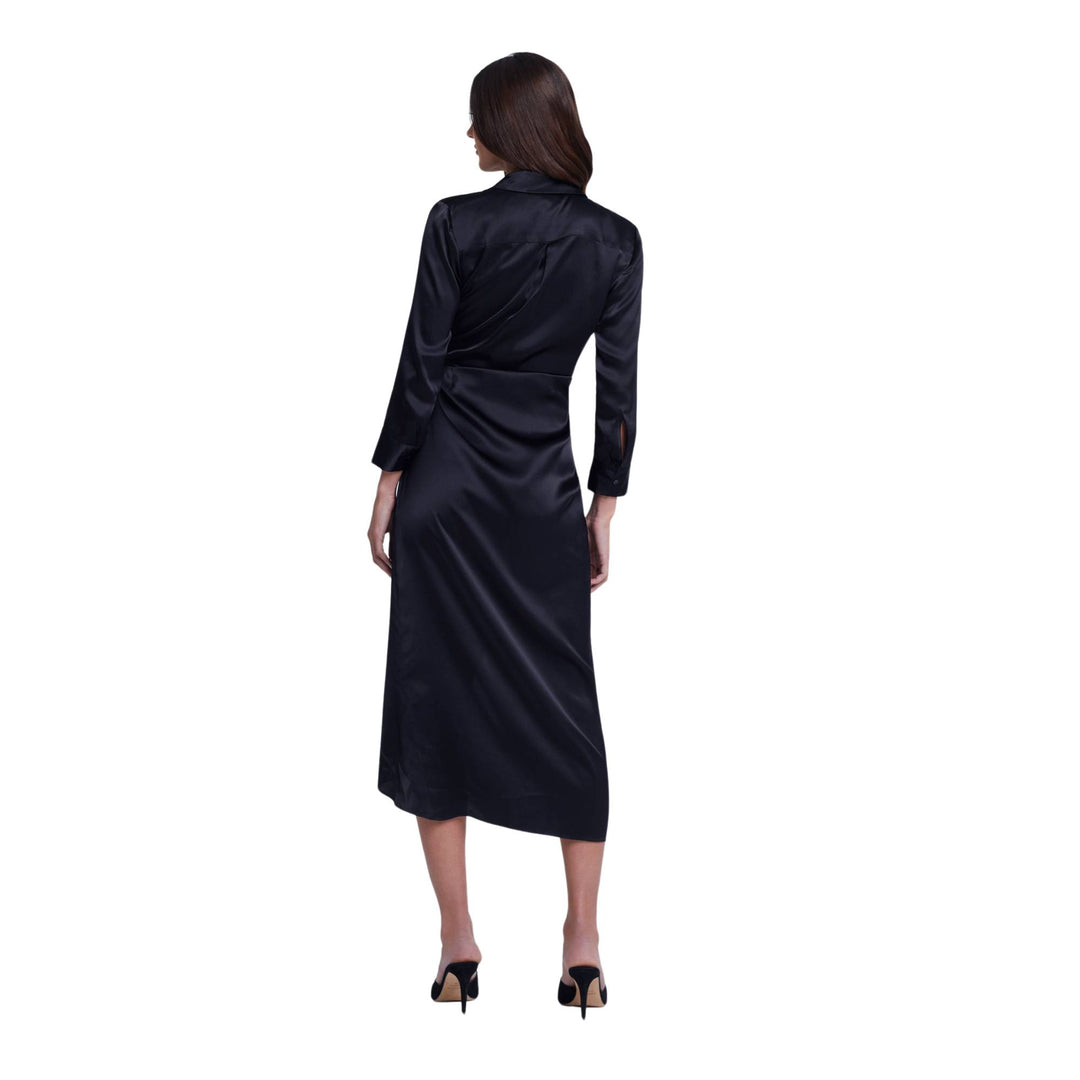 Kadi Long Wrap Dress - Black - 4