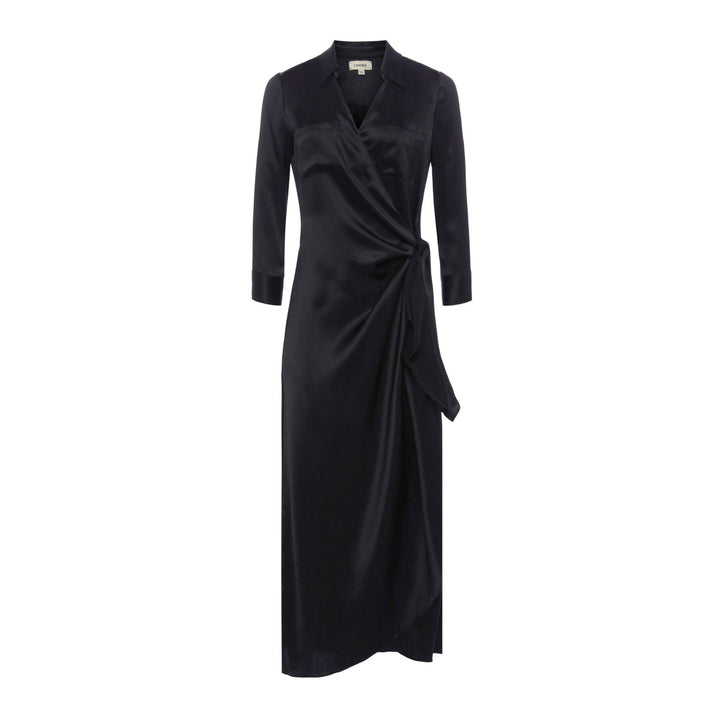 Kadi Long Wrap Dress - Black - 4