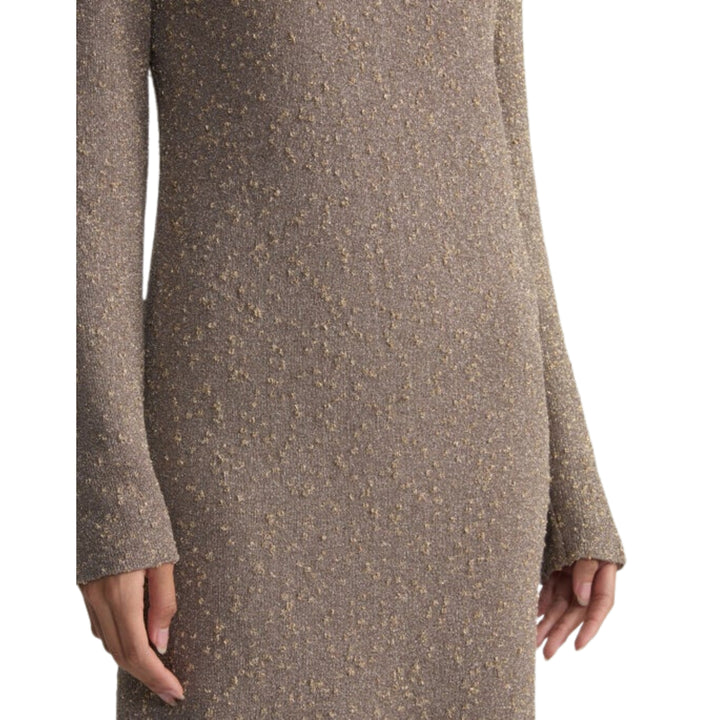 Lafayette 148 Stand Collar Dress in Smoked Taupe Metallic 