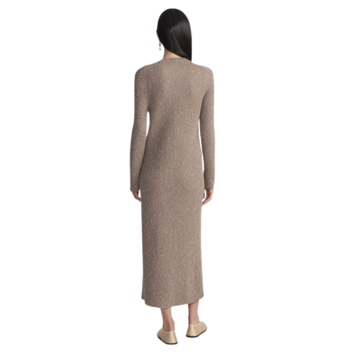 Lafayette 148 Stand Collar Dress in Smoked Taupe Metallic 